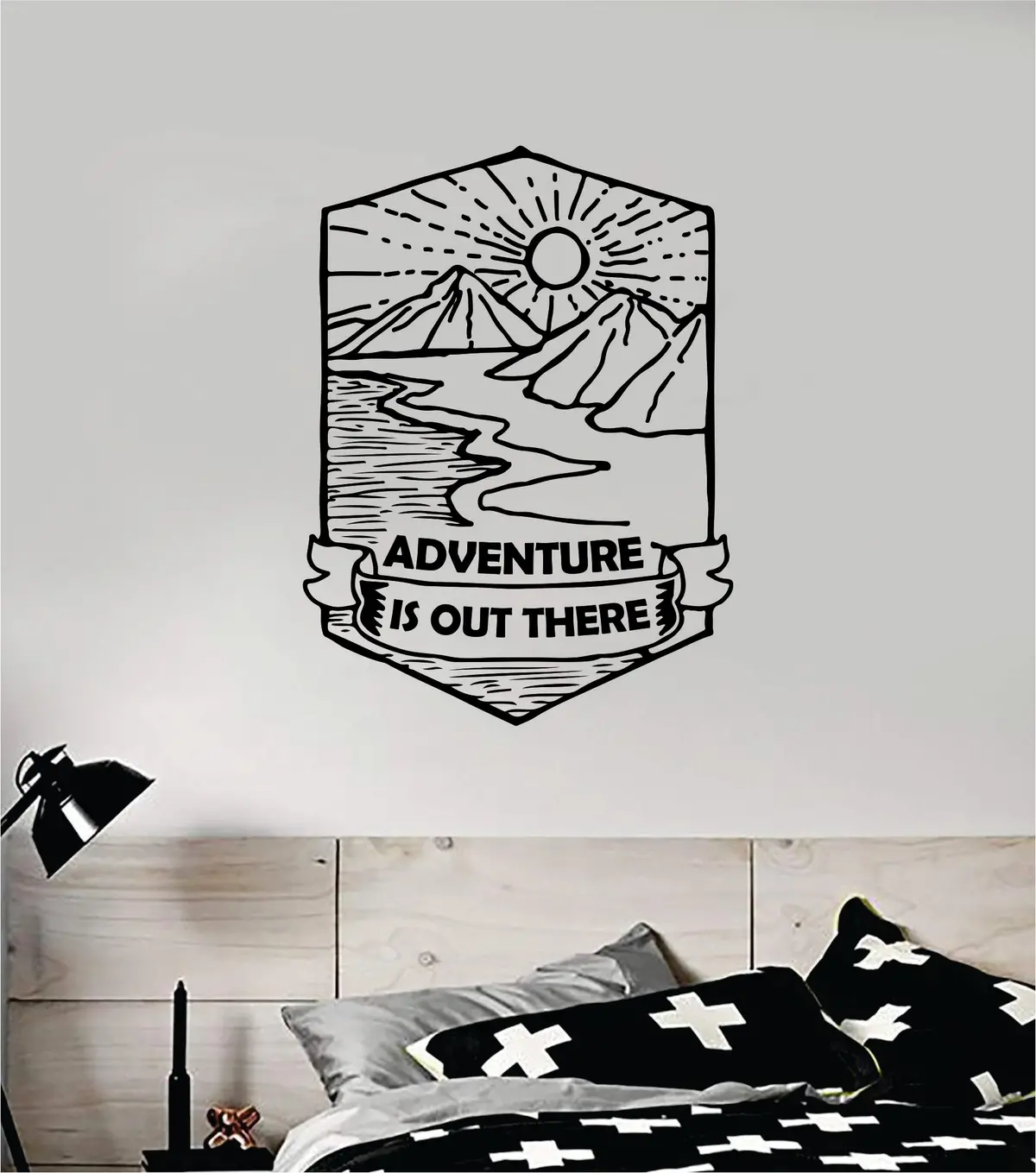 Adventure Is Out There Wall Decal Sticker Vinyl Art Bedroom Room Home Decor Inspirational Motivational School Teen Baby Nursery Travel Wanderlust Mountains 1