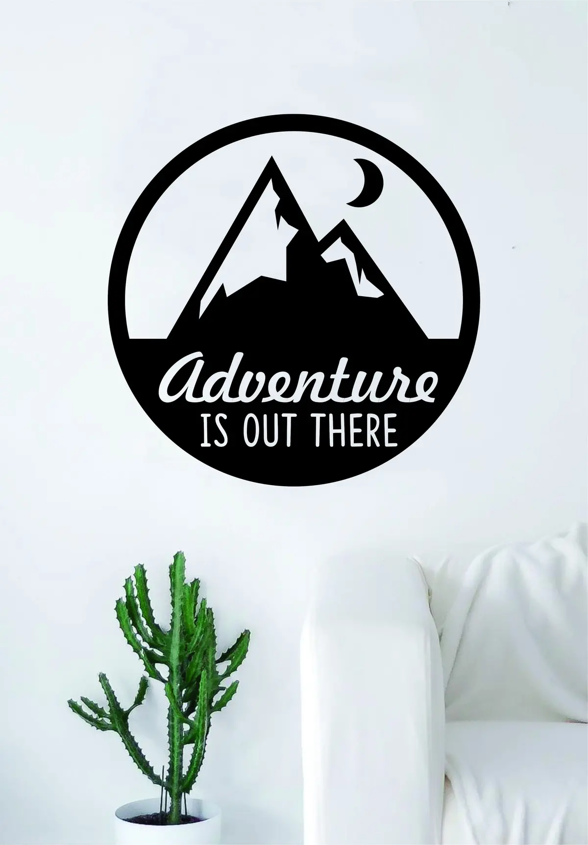 Adventure Is Out There Quote Wall Decal Sticker Bedroom Living Room Art Vinyl Beautiful Inspirational Moon Travel Mountains Wanderlust 1