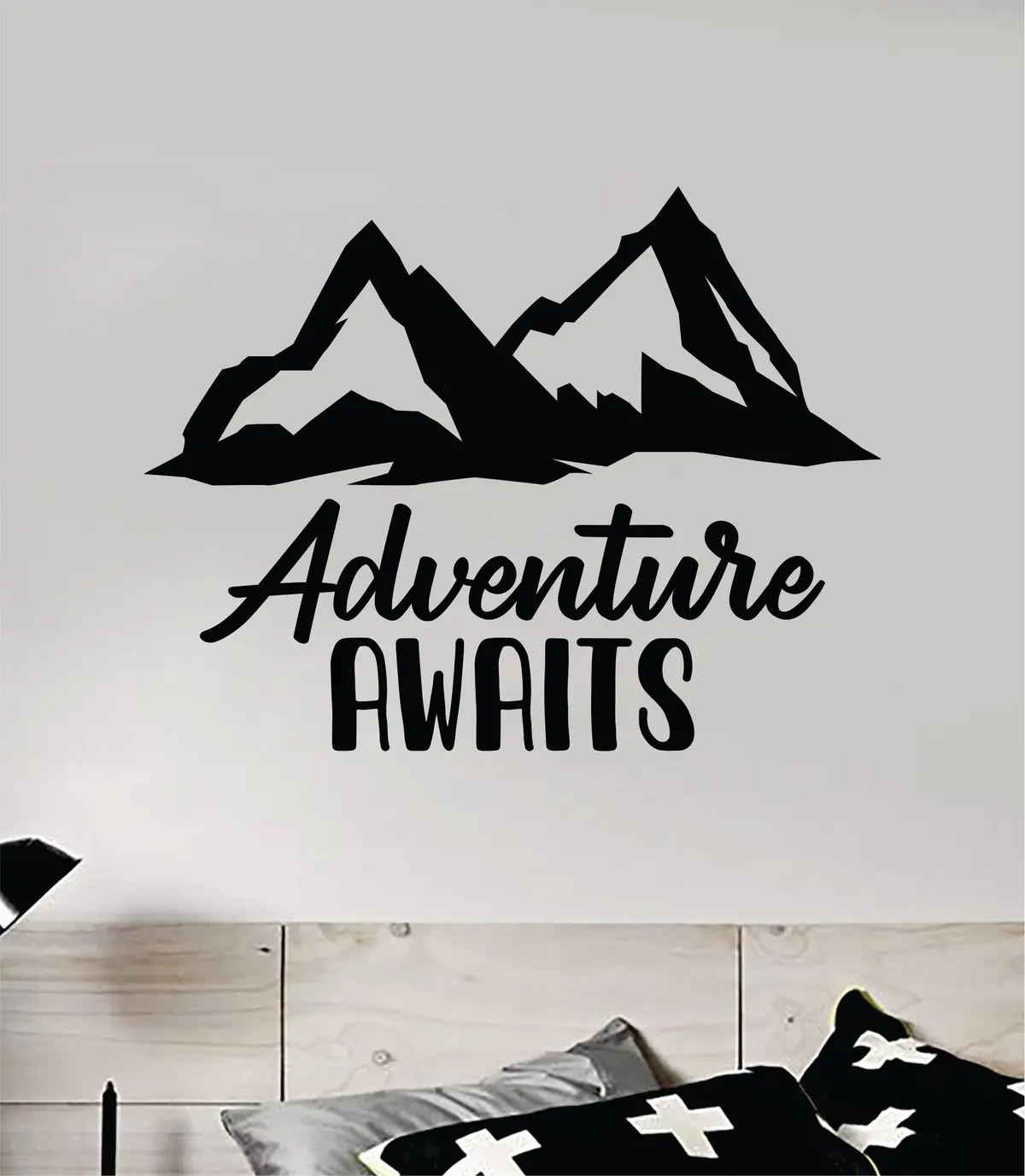 Adventure Awaits V18 Quote Wall Decal Sticker Vinyl Art Decor Bedroom Room Boy Girl Inspirational Motivational School Nursery Mountains Travel 1
