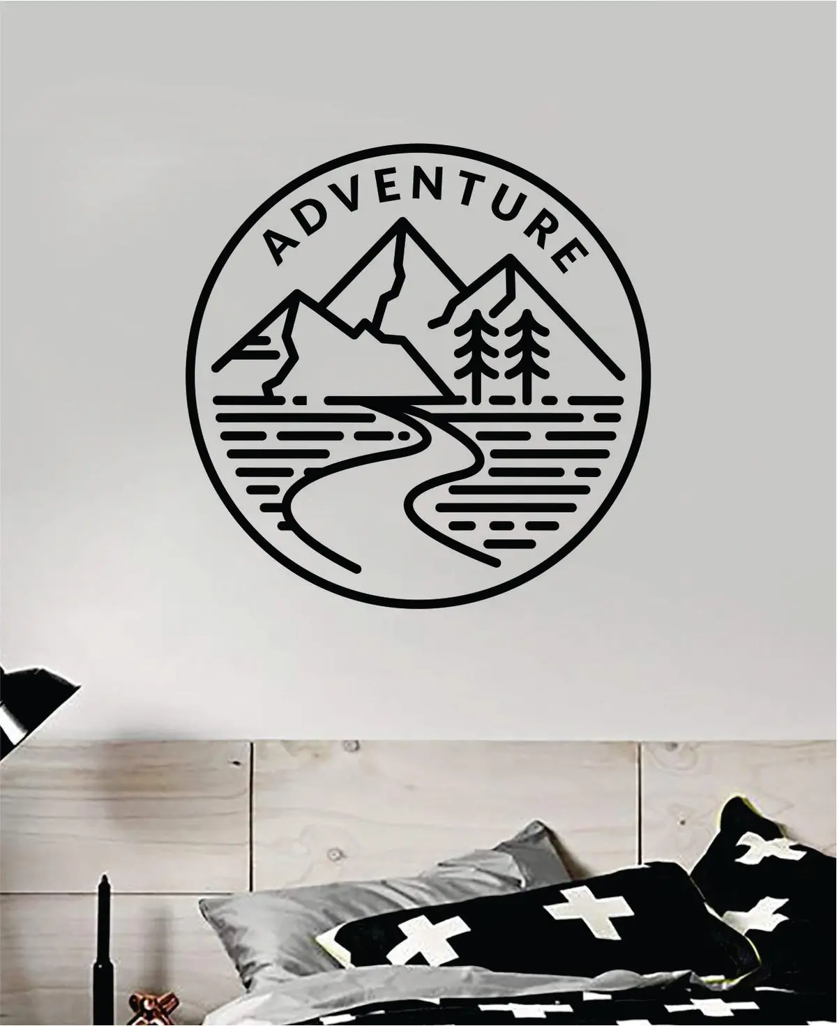 Adventure Circle V2 Wall Decal Home Decor Art Sticker Vinyl Bedroom Boy Girl Teen Travel Mountains Hike Wanderlust School Nursery 1