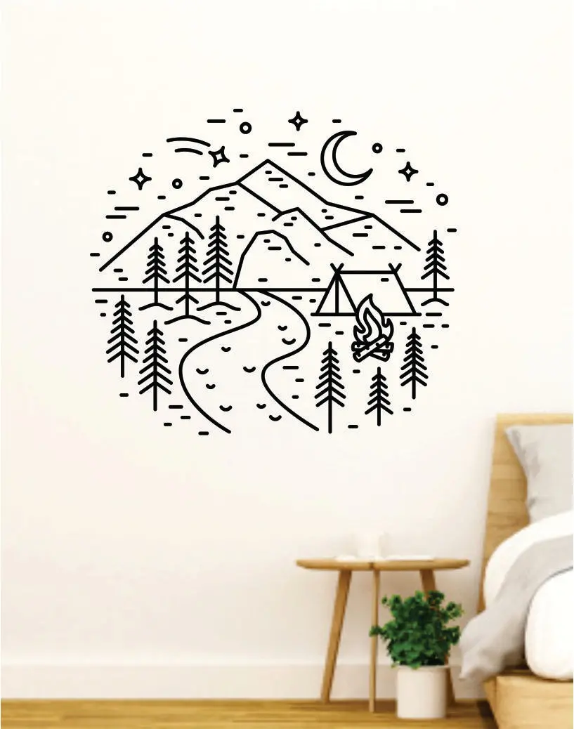 Adventure Circle V3 Camp Wall Decal Home Decor Art Sticker Vinyl Bedroom Boy Girl Teen Travel Mountains Hike Wanderlust School Nursery 1