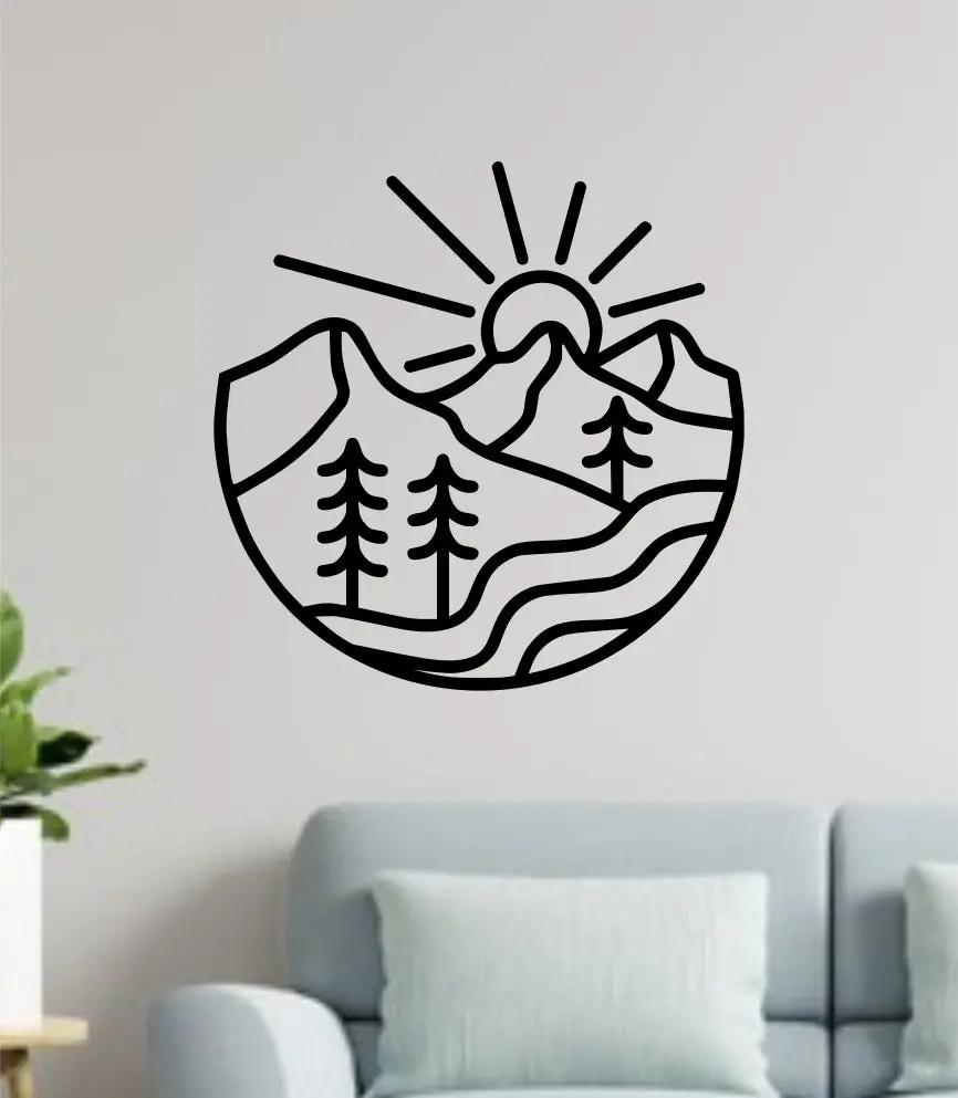 Adventure Circle V4 Camp Wall Decal Home Decor Art Sticker Vinyl Bedroom Boy Girl Teen Travel Mountains Hike Wanderlust School Nursery 1