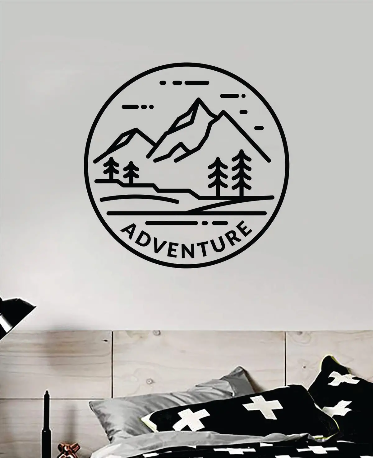 Adventure Circle Wall Decal Home Decor Art Sticker Vinyl Bedroom Boy Girl Teen Travel Mountains Hike Wanderlust School Nursery 1