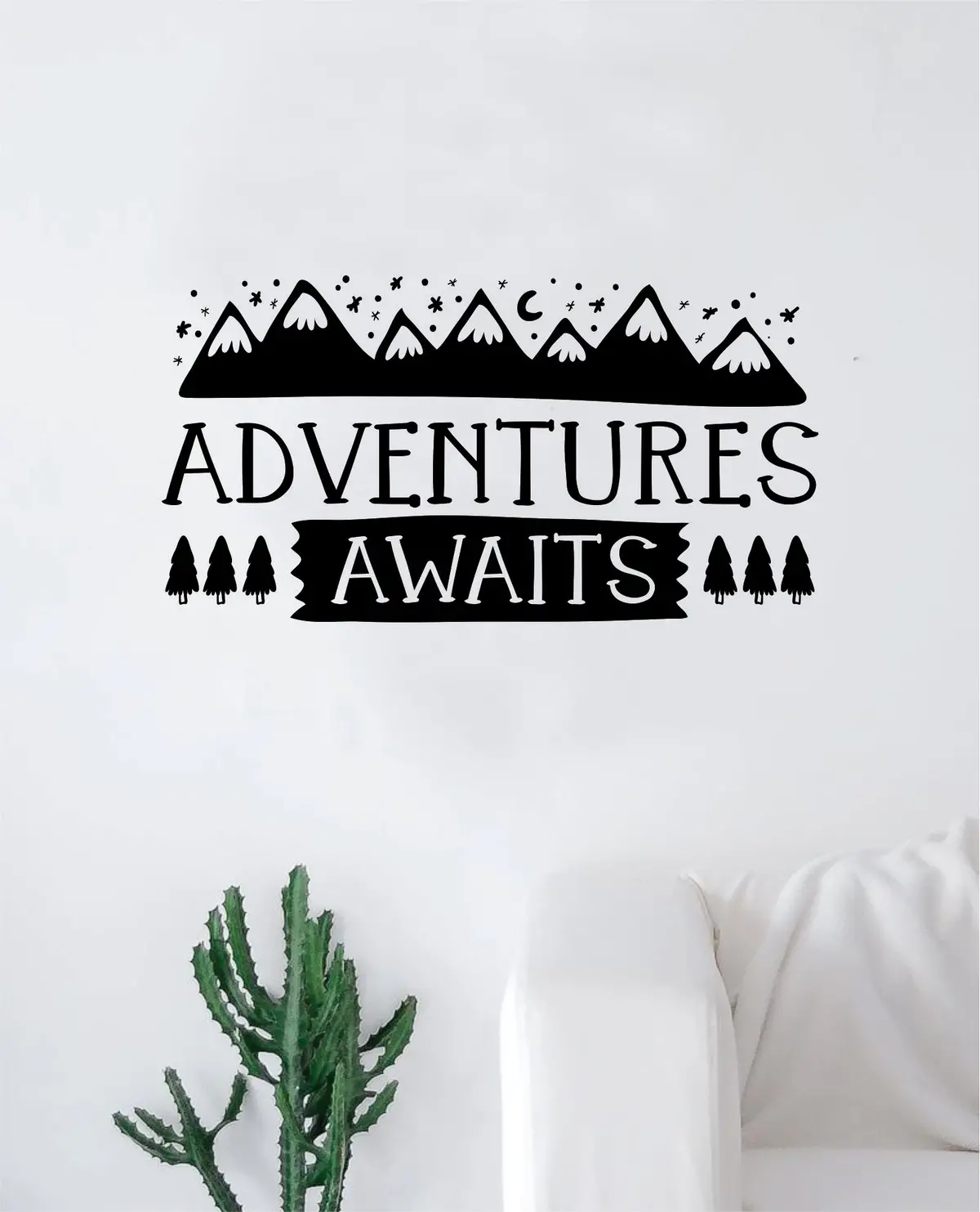 Adventures Awaits Decal Sticker Wall Vinyl Art Wall Bedroom Room Home Decor Inspirational Teen Nursery Travel 1