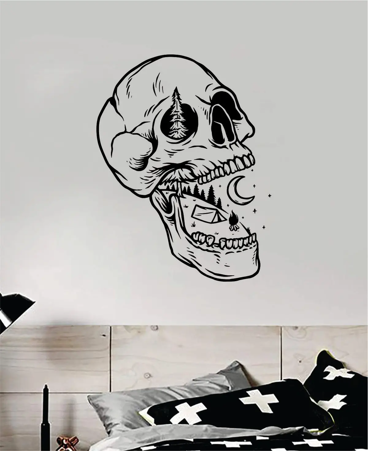 Adventure Skull Art Wall Decal Sticker Vinyl Room Bedroom Home Decor Teen Day Of The Dead Zombie Sugarskull Tattoo Mountains Moon Travel 1