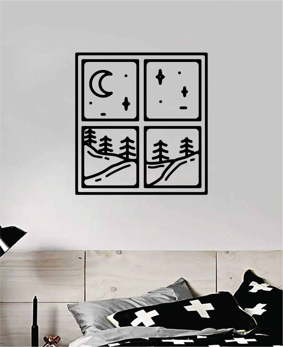 Adventure Window Wall Decal Sticker Bedroom Room Art Vinyl Beautiful Inspirational Travel Mountains Wanderlust Teen Kids Baby Nursery Trees Stars Moon 1