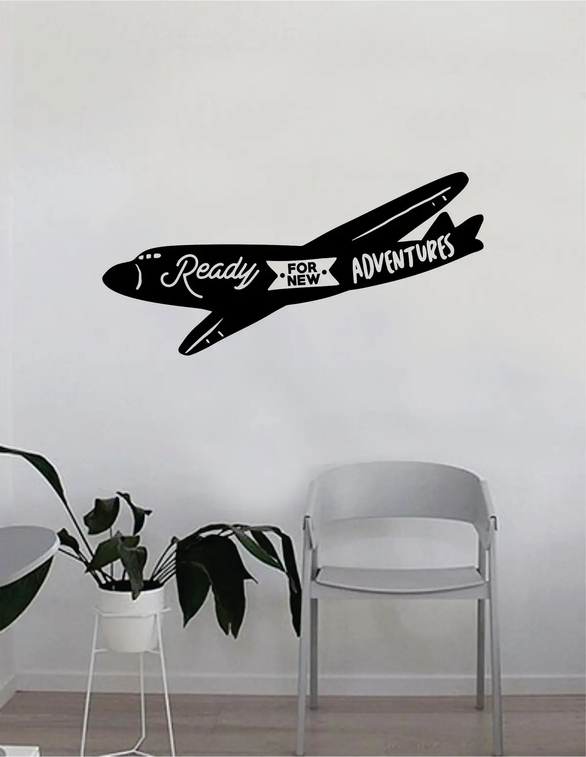 Airplane Ready For New Adventures Wall Decal Quote Home Room Decor Decoration Art Vinyl Sticker Inspirational Motivational Adventure Teen Travel Wanderlust Explore 1