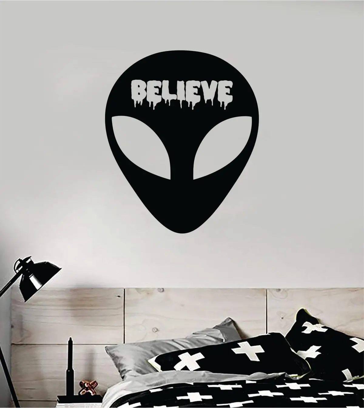 Alien Believe Wall Decal Home Decor Sticker Vinyl Art Home Bedroom Room Quote Space Martian Area 51 Mars Ufo Teen 1