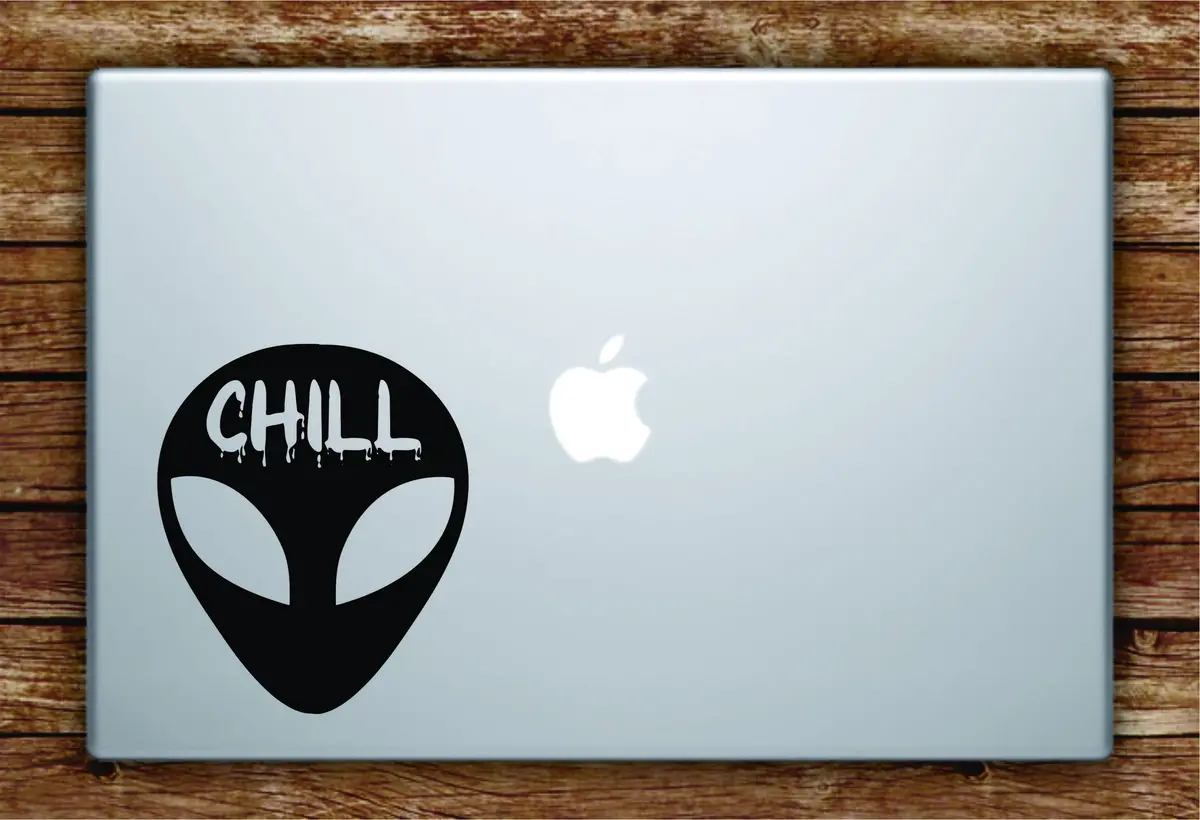 Alien Chill Head Laptop Decal Sticker Vinyl Art Quote Macbook Apple Decor Ufo Funny Space 1