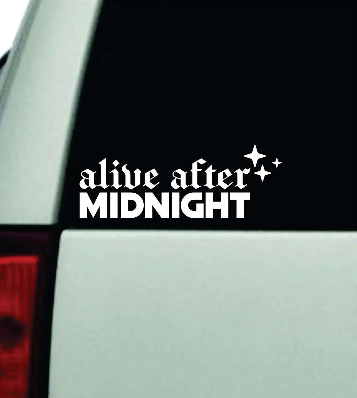 Alive After Midnight Car Decal Truck Window Windshield Mirror Rearview Jdm Bumper Sticker Vinyl Quote Girls Funny Family Women Trendy Racing Japanese Meme Men 1