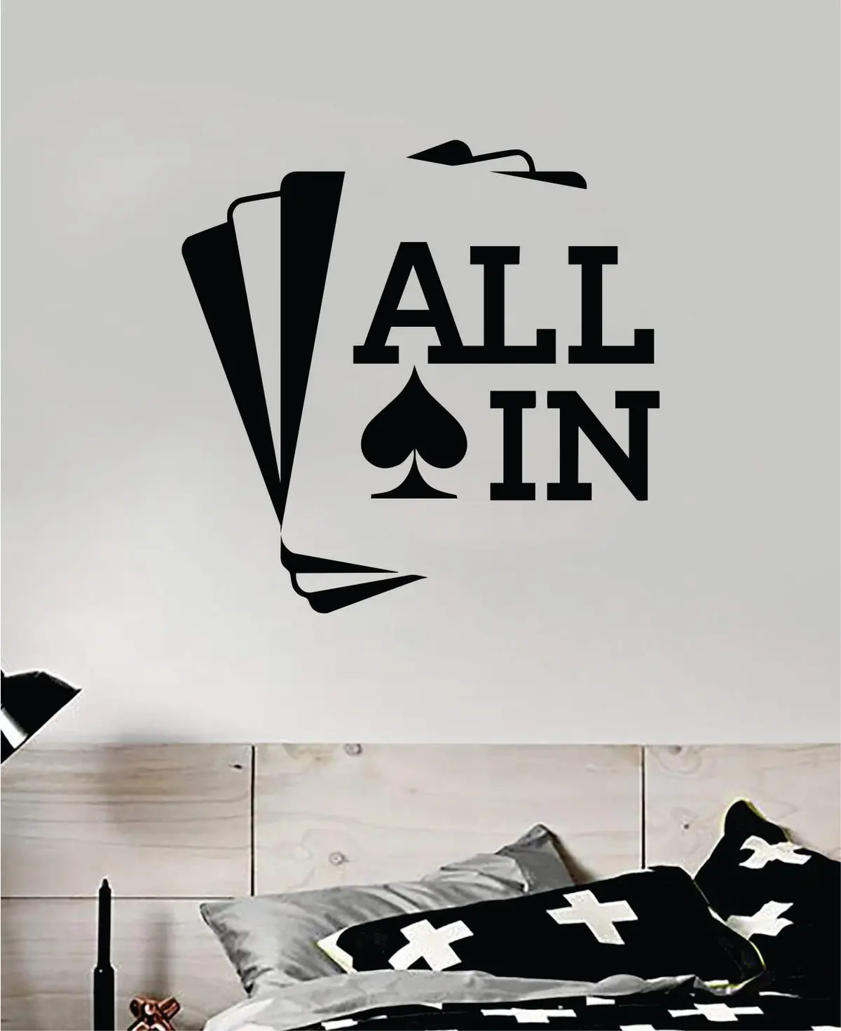 All In Cards Wall Decal Sticker Vinyl Art Bedroom Room Decor Teen Quote Inspirational Boy Girl Las Vegas Texas Hold Em Casino Man Cave Blackjack 1
