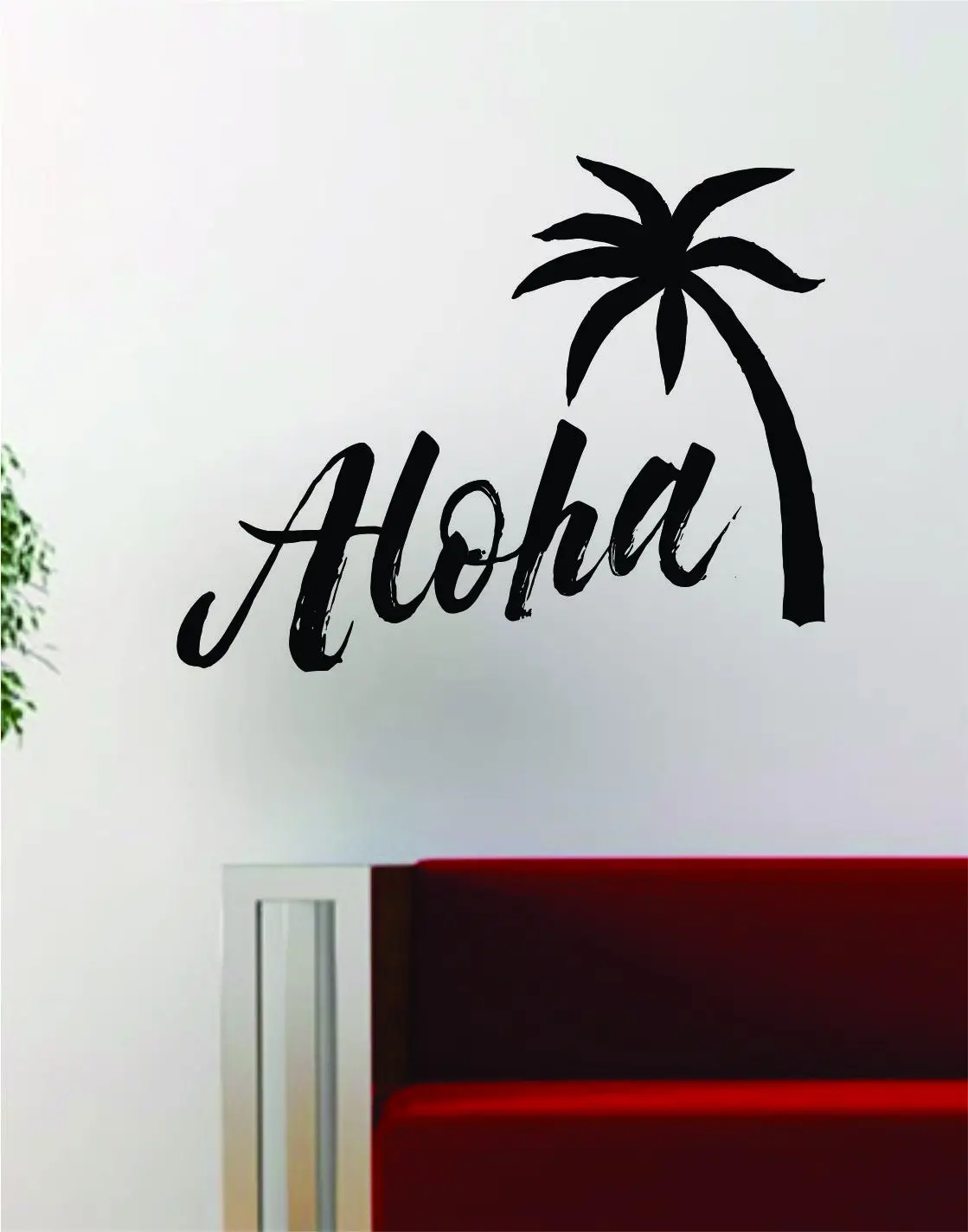 Aloha Palm Tree Quote Wall Decal Decor Art Vinyl Room Nautical Beach Ocean Surf Hawaii 1