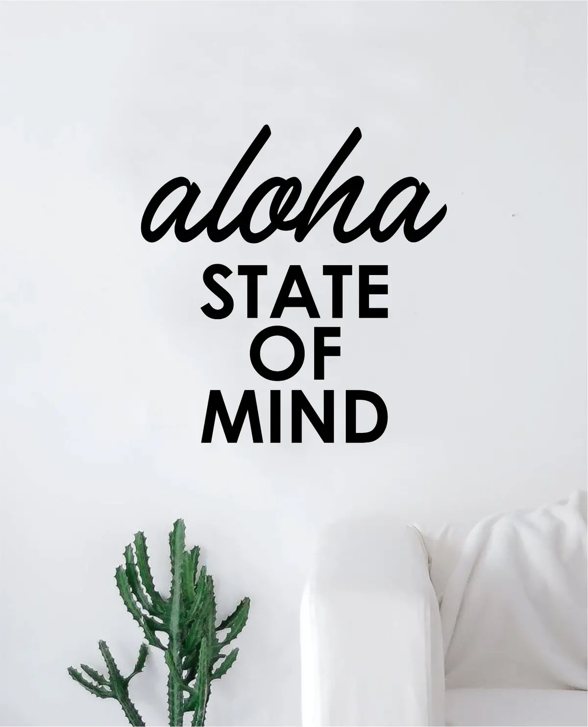 Aloha State Of Mind Quote Wall Decal Sticker Room Bedroom Art Vinyl Decor Family House Home Hawaii Surf Beach Tropical 1