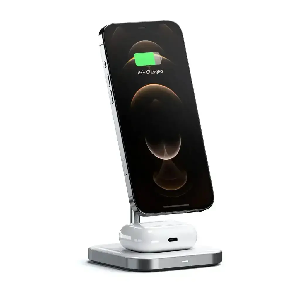 Satechi - Aluminum 2-In-1 Magnetic Wireless Charging Stand 1