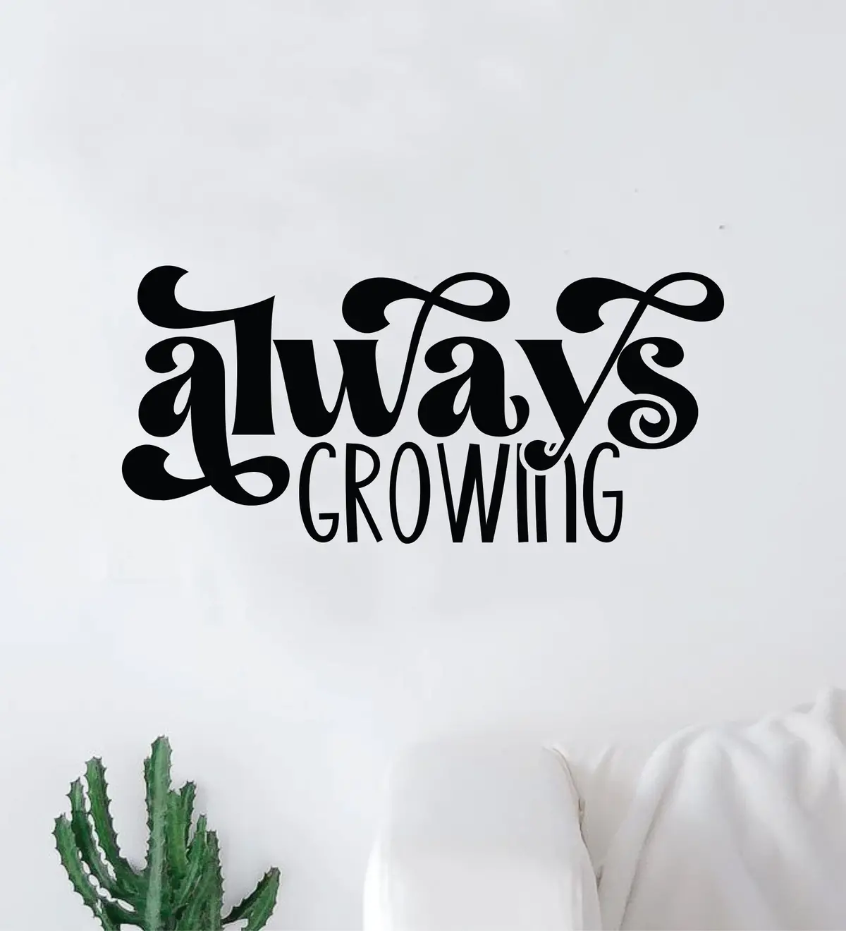 Always Growing Wall Decal Home Decor Art Sticker Vinyl Quote Inspirational Motivation Positive Affirmations Mental Health 1