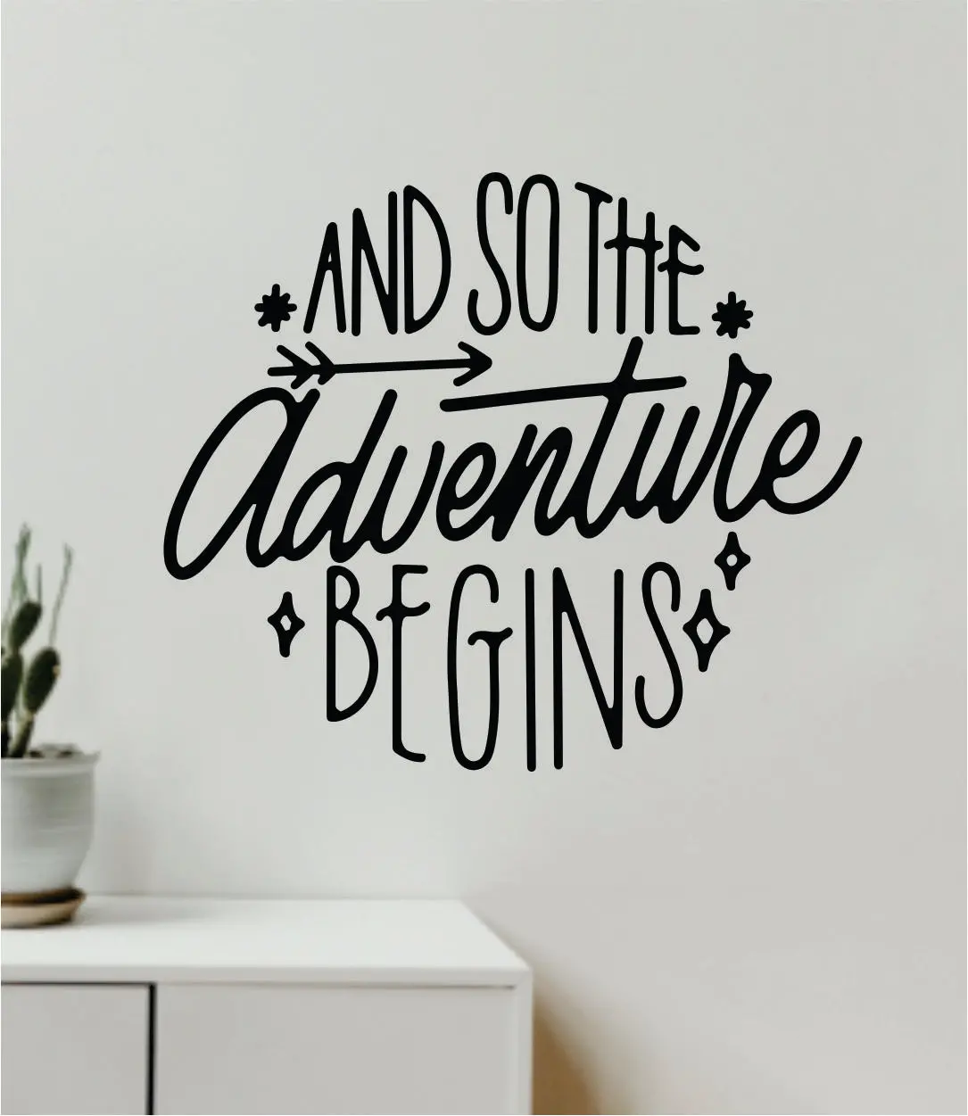 And So The Adventure Begins Decal Sticker Quote Wall Vinyl Art Wall Bedroom Room Home Decor Inspirational Teen Baby Nursery Girls Playroom School Travel Mountains 1