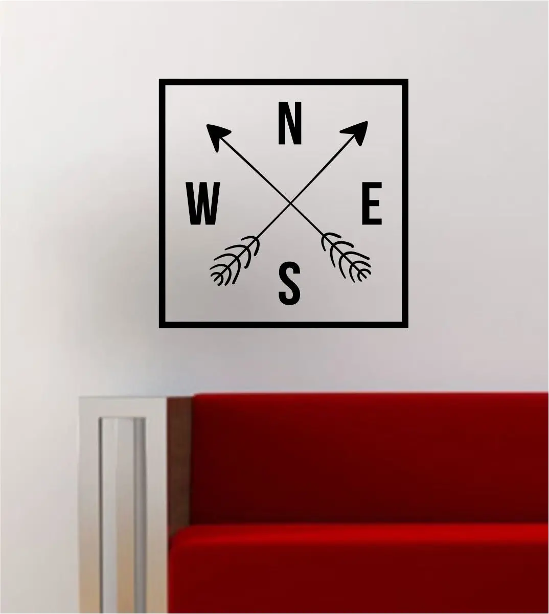 Arrows Compass Simple Square Design Quote Adventure Travel Wanderlust Wall Decal Sticker Vinyl Art Home Decor Decoration 1