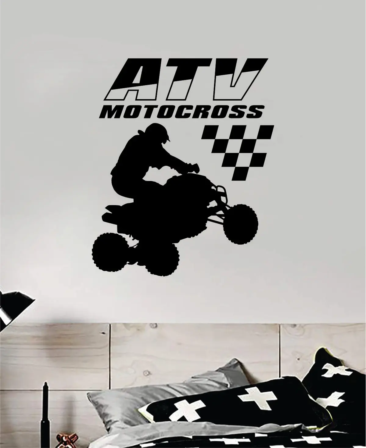 Atv Motocross Quad 4 Wheeler Sports Decal Sticker Bedroom Room Wall Vinyl Art Home Decor Teen Sports Moto X Rider Biker Race Dirtbike 1