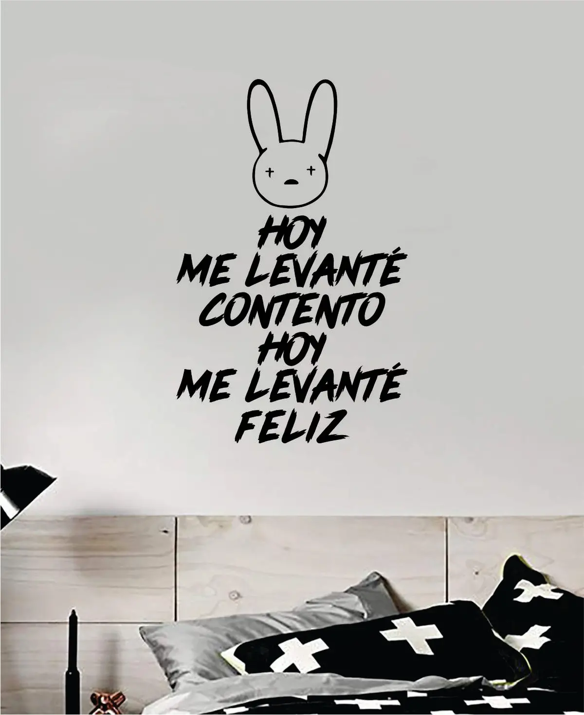 Bad Bunny Hoy Me Levante Feliz Yhlqmdlg Wall Decal Home Decor Sticker Vinyl Bedroom Room Quote Spanish Music Reggaeton Girls Funny Teen Lyrics 1