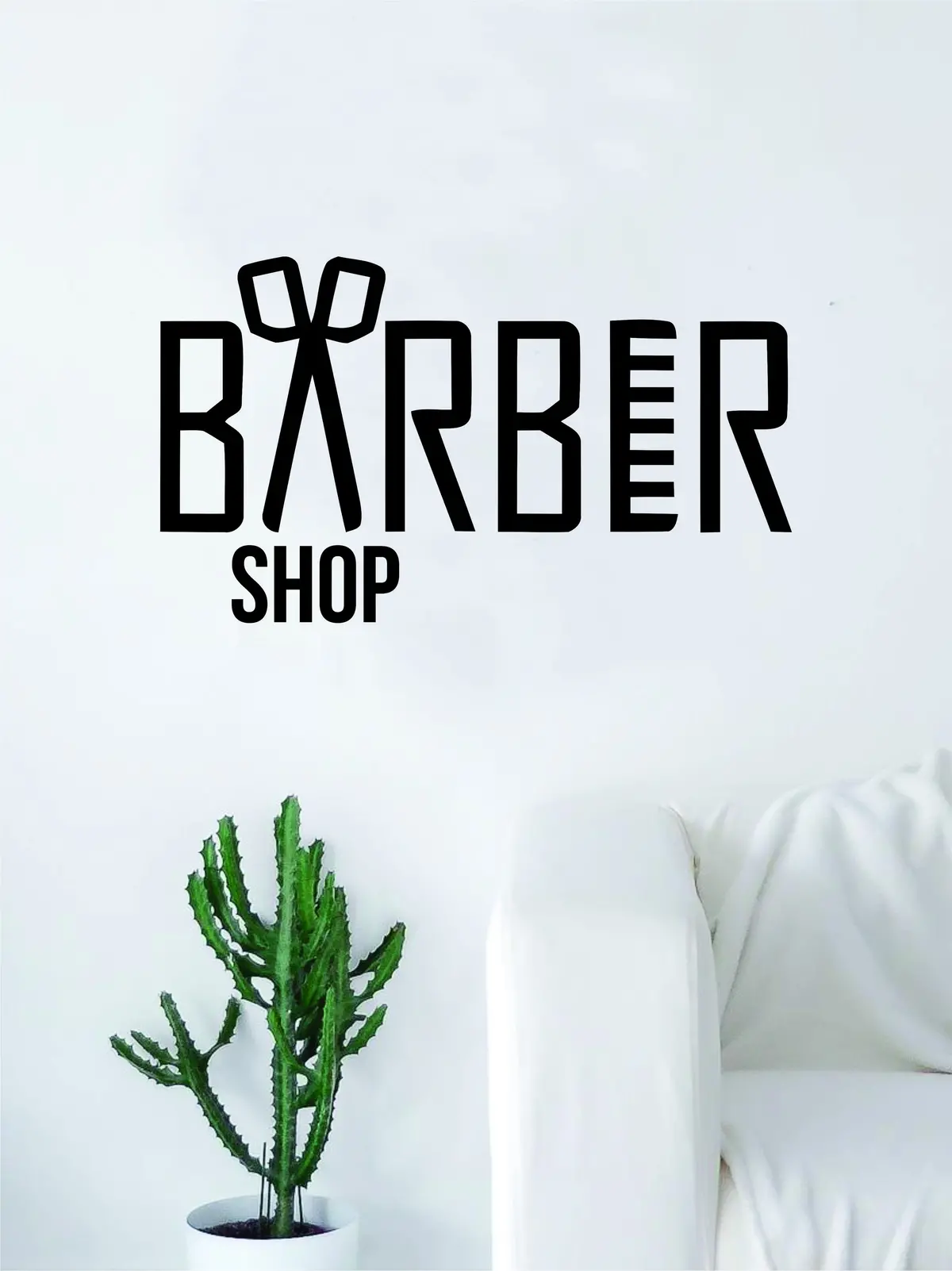 Barber Shop Logo Wall Decal Sticker Vinyl Art Living Room Bedroom Hair Comb Scissors Salon 1