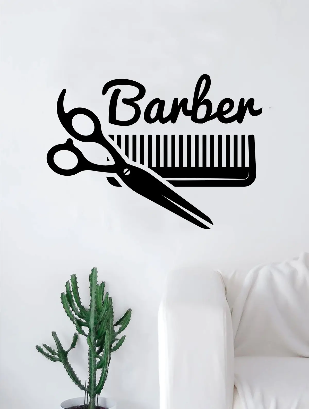 Barbershop Logo V3 Wall Decal Home Decor Art Sticker Vinyl Bedroom Room Quote Barber Haircut Shop Scissors Comb 1