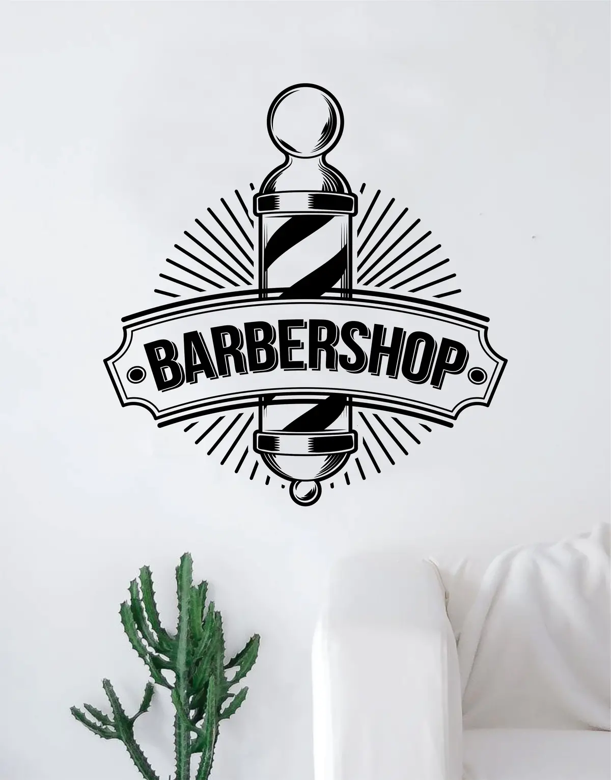 Barbershop Logo Wall Decal Home Decor Art Sticker Vinyl Bedroom Room Quote Barber Haircut Shop Scissors Comb 1