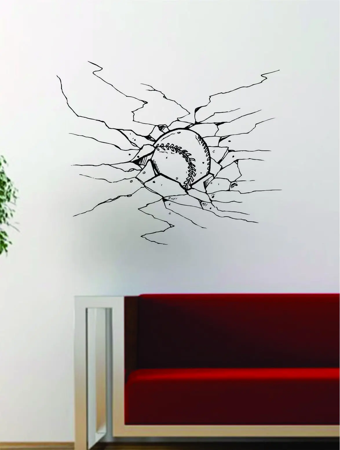 Baseball Cracked Wall Design Decal Wall Vinyl Art Sticker Sports Decor Room Mlb 1