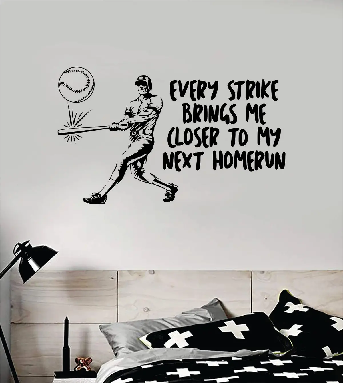Baseball Every Strike Home Run V2 Quote Decal Sticker Wall Vinyl Art Home Decor Inspirational Sports Teen Baby Kids 1