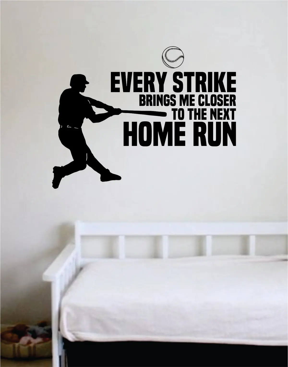 Baseball Every Strike Home Run Quote Decal Sticker Wall Vinyl Art Home Decor Inspirational Sports Teen Ball Bat Babe Ruth 1