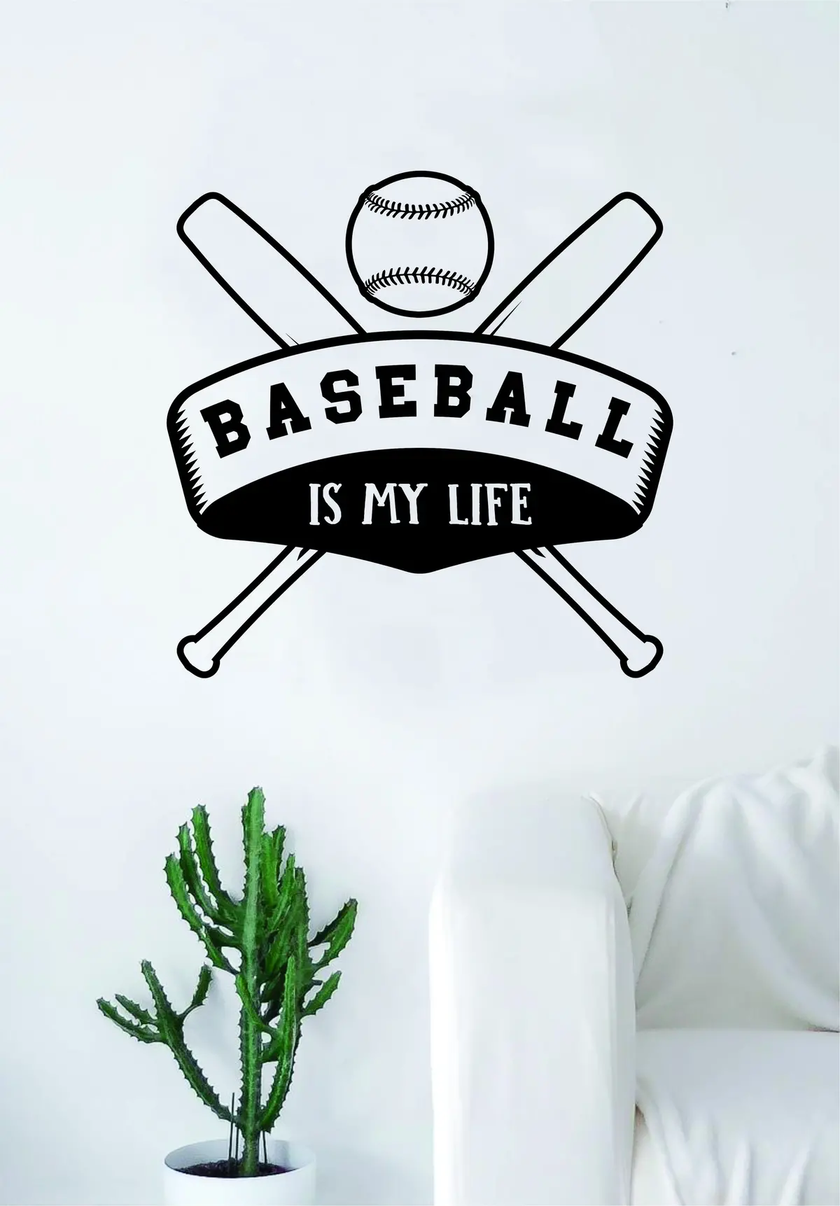 Baseball Is My Life V4 Quote Wall Decal Sticker Bedroom Living Room Art Vinyl Sports Ball Nursery Son Daughter Teen Kids 1