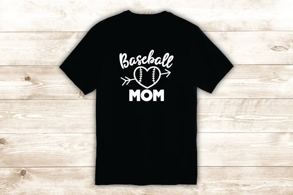 Baseball Mom V2 T-Shirt Tee Shirt Vinyl Heat Press Custom Inspirational Quote Teen Kids Boy Girl Mama Sports Softball 1