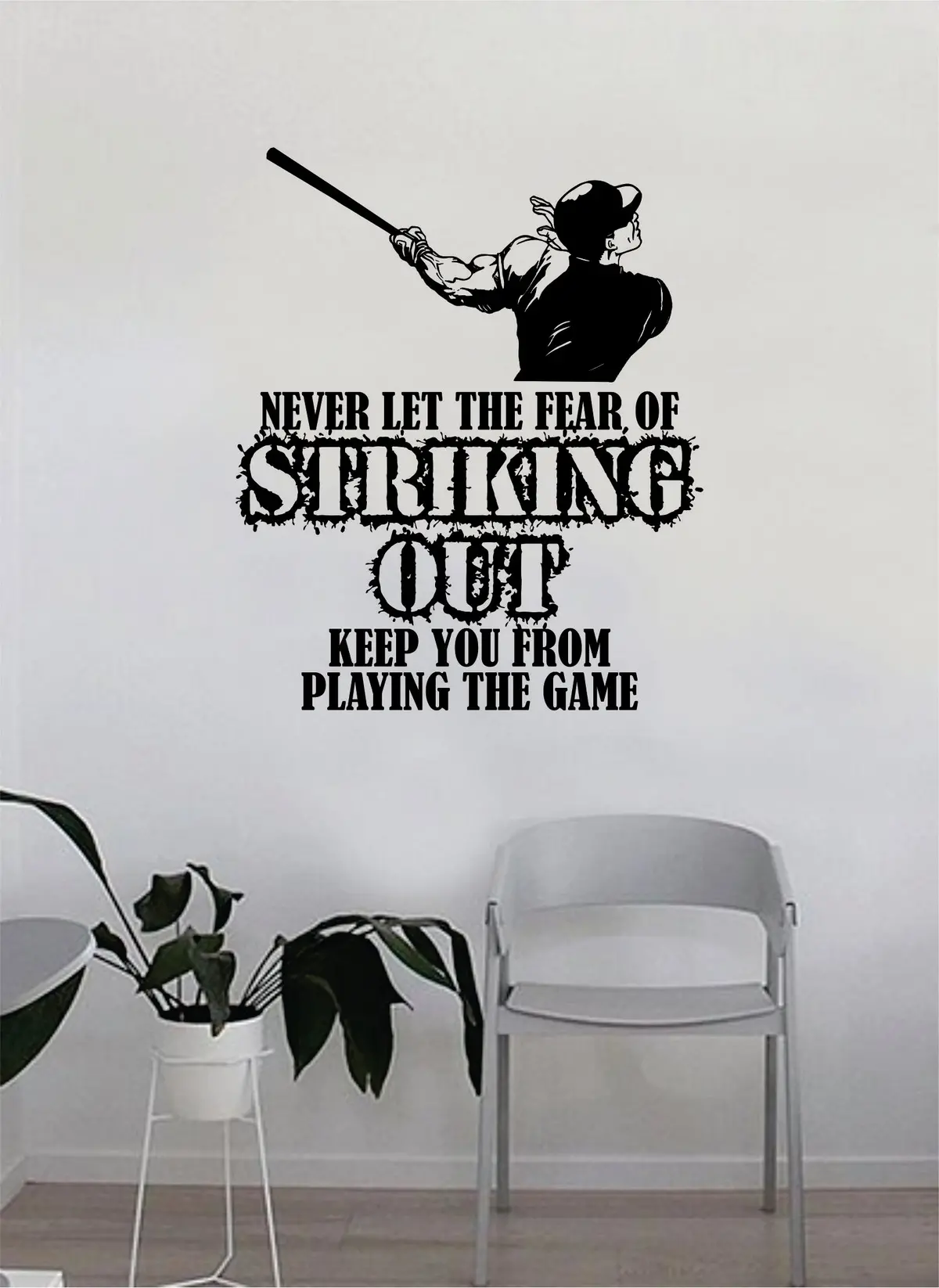 Baseball Never Let The Fear V2 Quote Wall Decal Sticker Bedroom Room Art Vinyl Inspirational Motivational Teen Softball Homerun Sports 1