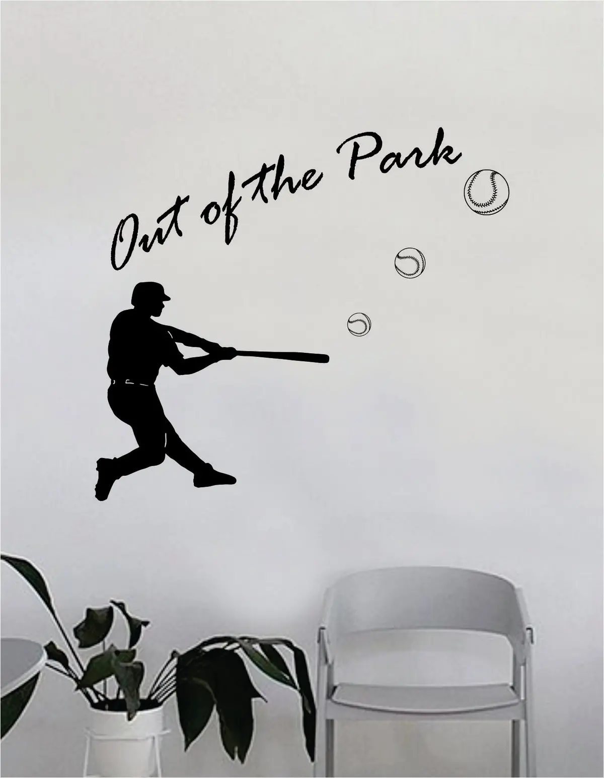 Baseball Out Of The Park Quote Decal Sticker Wall Vinyl Art Home Decor Inspirational Sports Teen Ball Pitcher Homerun Boy Girl Softball 1