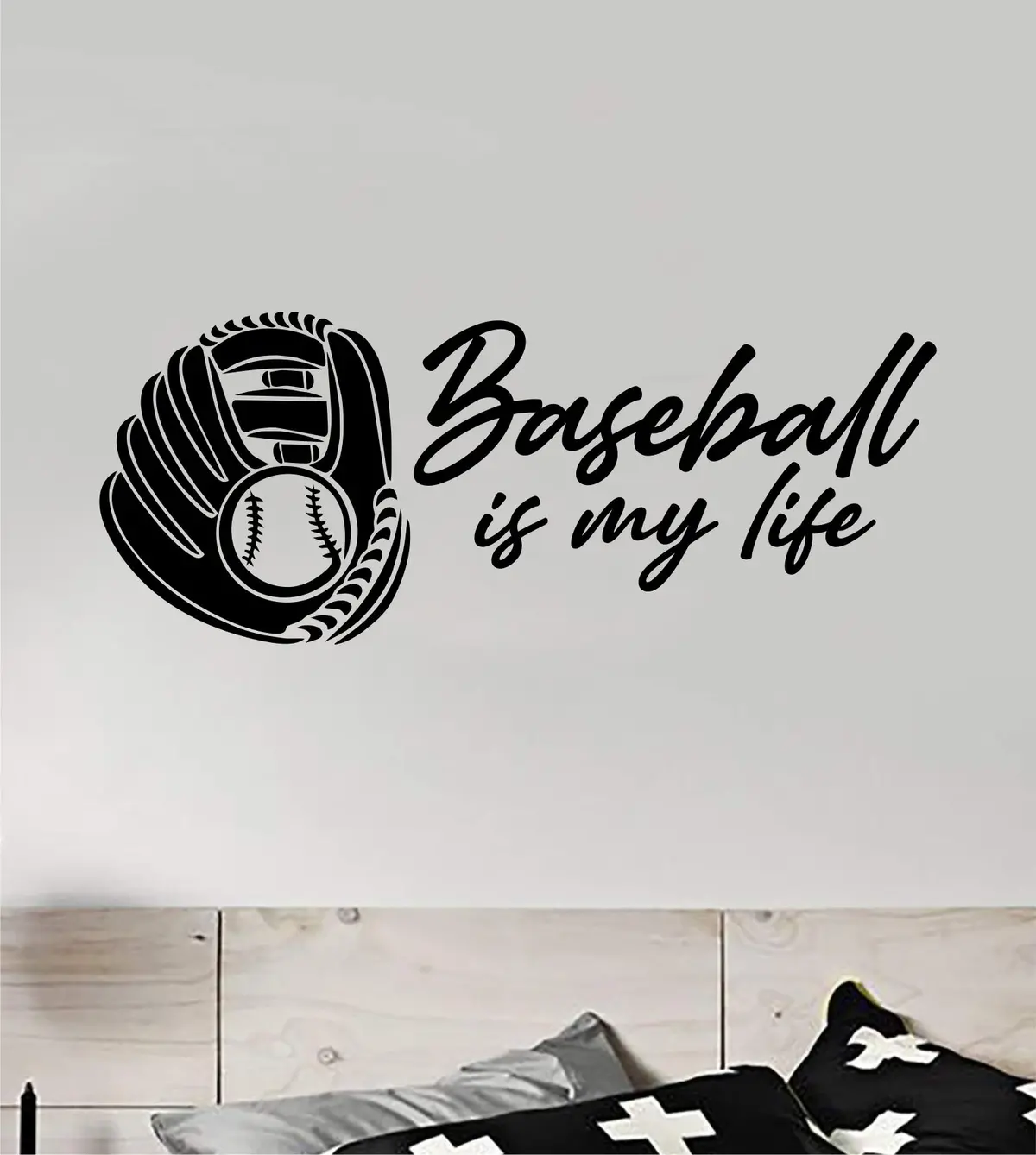 Baseball Is My Life V8 Wall Decal Sticker Vinyl Art Home Decor Inspirational Nursery Boys Girls Sports Teen Ball Glove Pitcher Homerun Kids Softball 1