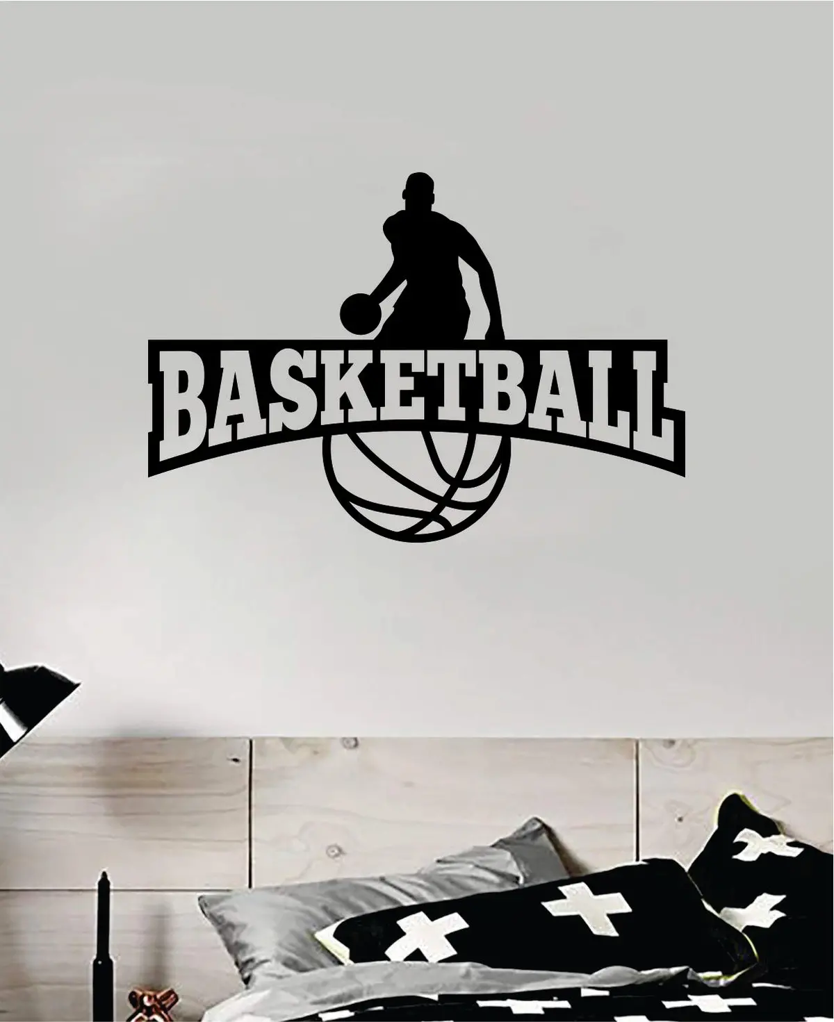 Basketball Logo Wall Decal Quote Vinyl Sticker Decor Bedroom Room Teen Kids Nursery Sports Hoops Ball Team Playroom 1