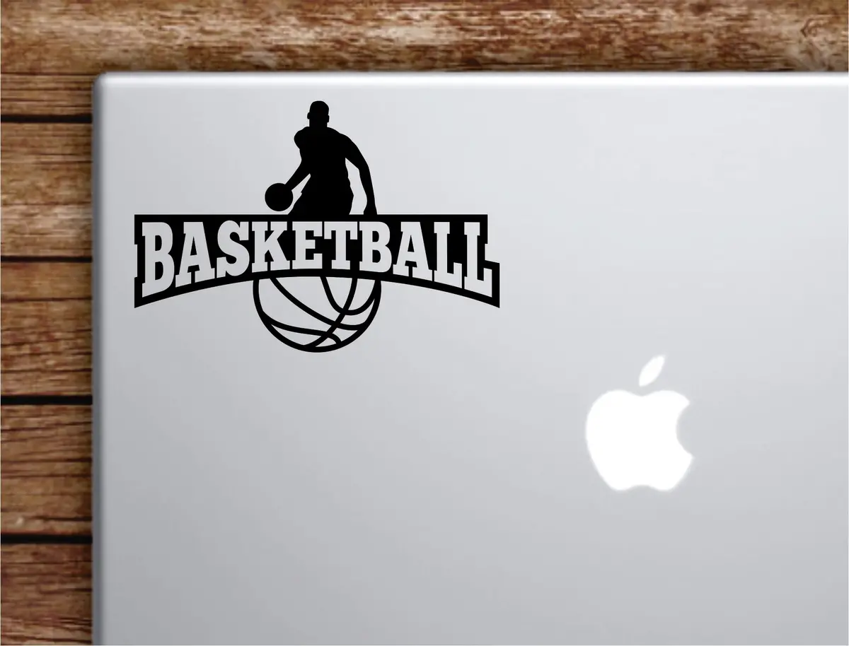 Basketball Laptop Wall Decal Sticker Vinyl Art Quote Macbook Apple Decor Car Window Truck Kids Baby Teen Inspirational Sports Hoop 1