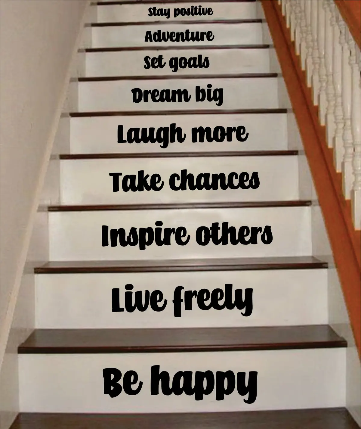 Be Happy Live Freely Stairs Quote Wall Decal Sticker Room Art Vinyl Family Home House Staircase Dream Inspirational Love Health Dream Adventure 1