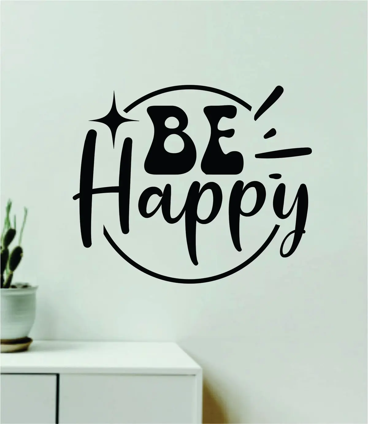 Be Happy V3 Wall Decal Home Decor Art Sticker Vinyl Quote Inspirational Motivation Positive Affirmations Mental Health 1
