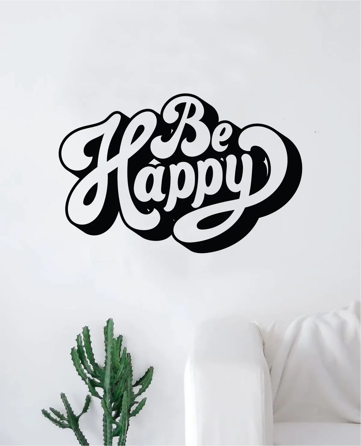 Be Happy Wall Decal Sticker Vinyl Art Bedroom Living Room Decor Decoration Teen Quote Inspirational Motivational Cute Boy Girl Funny Cute Love Trendy Smile Joy Happiness 1