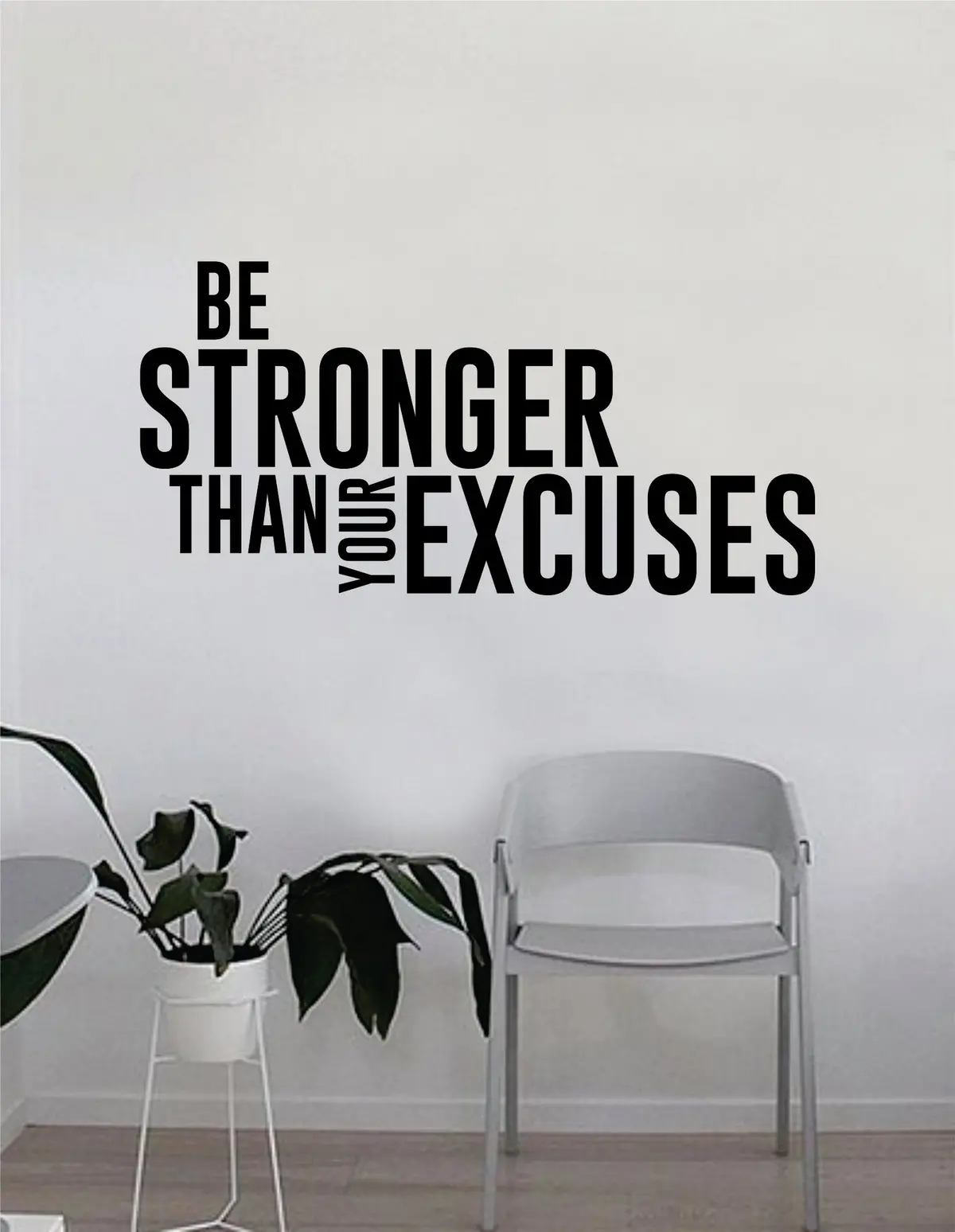 Be Stronger Than Your Excuses V2 Quote Fitness Work Out Decal Sticker Wall Vinyl Art Wall Bedroom Room Decor Decoration Weights Lift Motivation Inspirational Gym 1