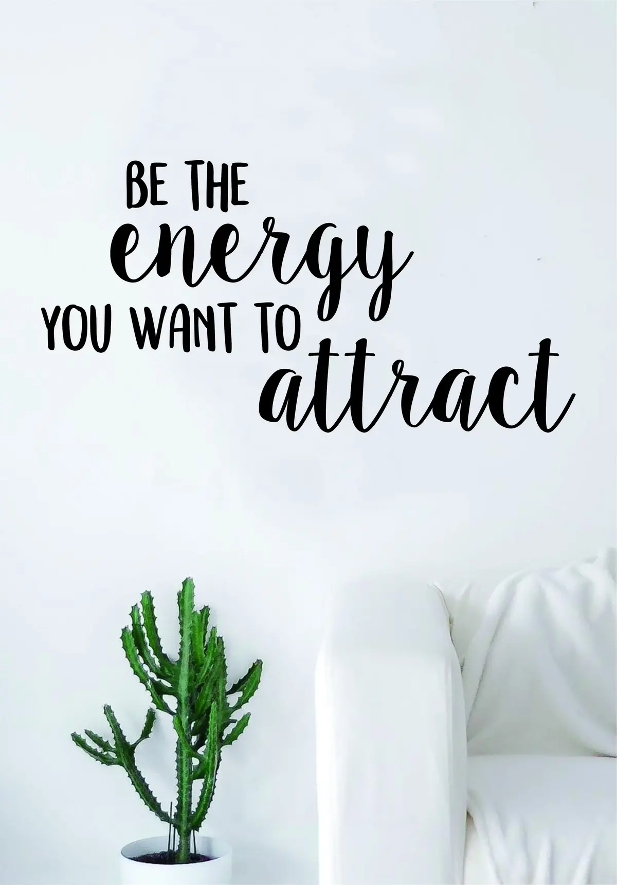Be The Energy Attract Quote Decal Sticker Wall Vinyl Art Decor Namaste Yoga Mandala Om Meditate Zen Buddha Lotus 1