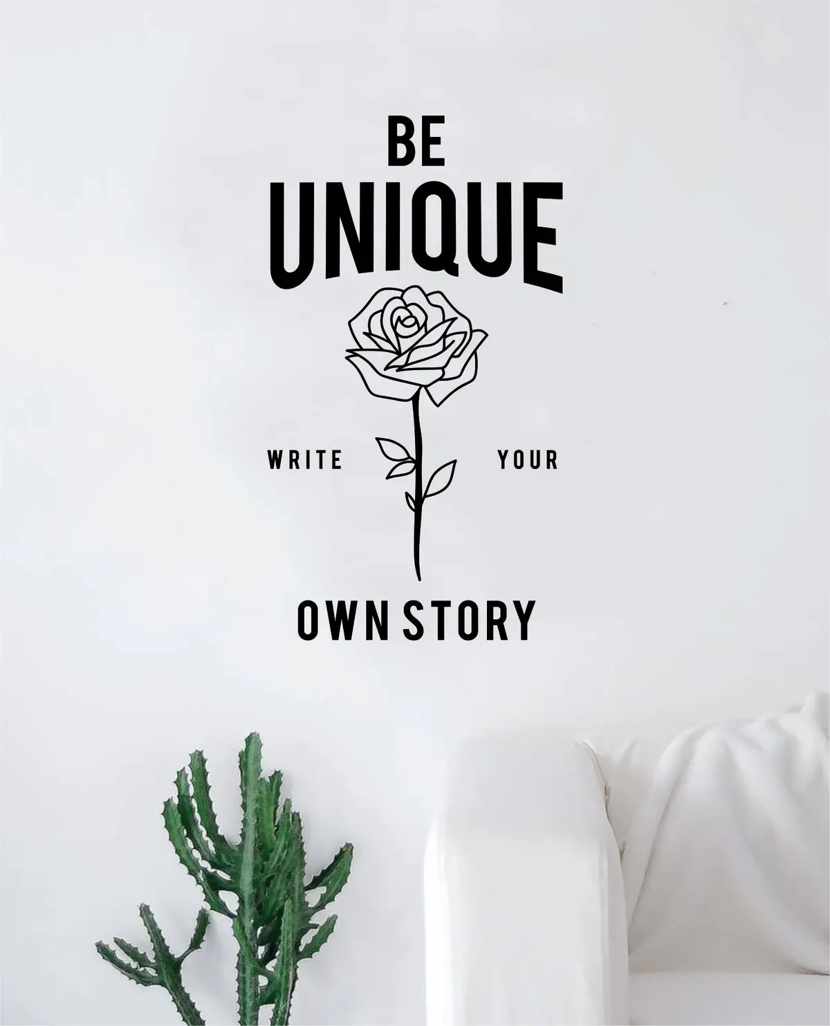 Be Unique Rose Decal Sticker Wall Vinyl Art Wall Bedroom Room Home Decor Inspirational Teen Nursery Flower Tattoo 1