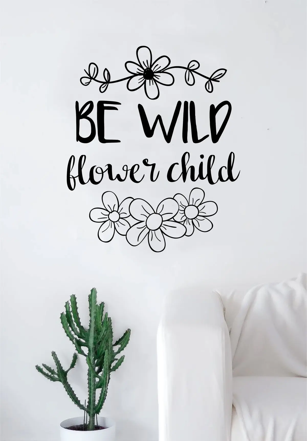 Be Wild Flower Child Quote Wall Decal Sticker Bedroom Living Room Art Vinyl Inspirational Hippy Funny Good Vibes Teen Yoga 1