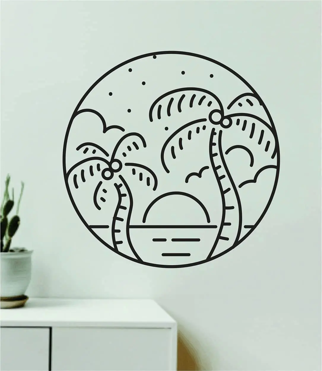 Beach Circle V1 Decal Sticker Wall Vinyl Art Home Room Decor Bedroom Sports Surf Quote Boy Girl Teen Baby Nursery Ocean Waves Good Vibes Men Dad 1