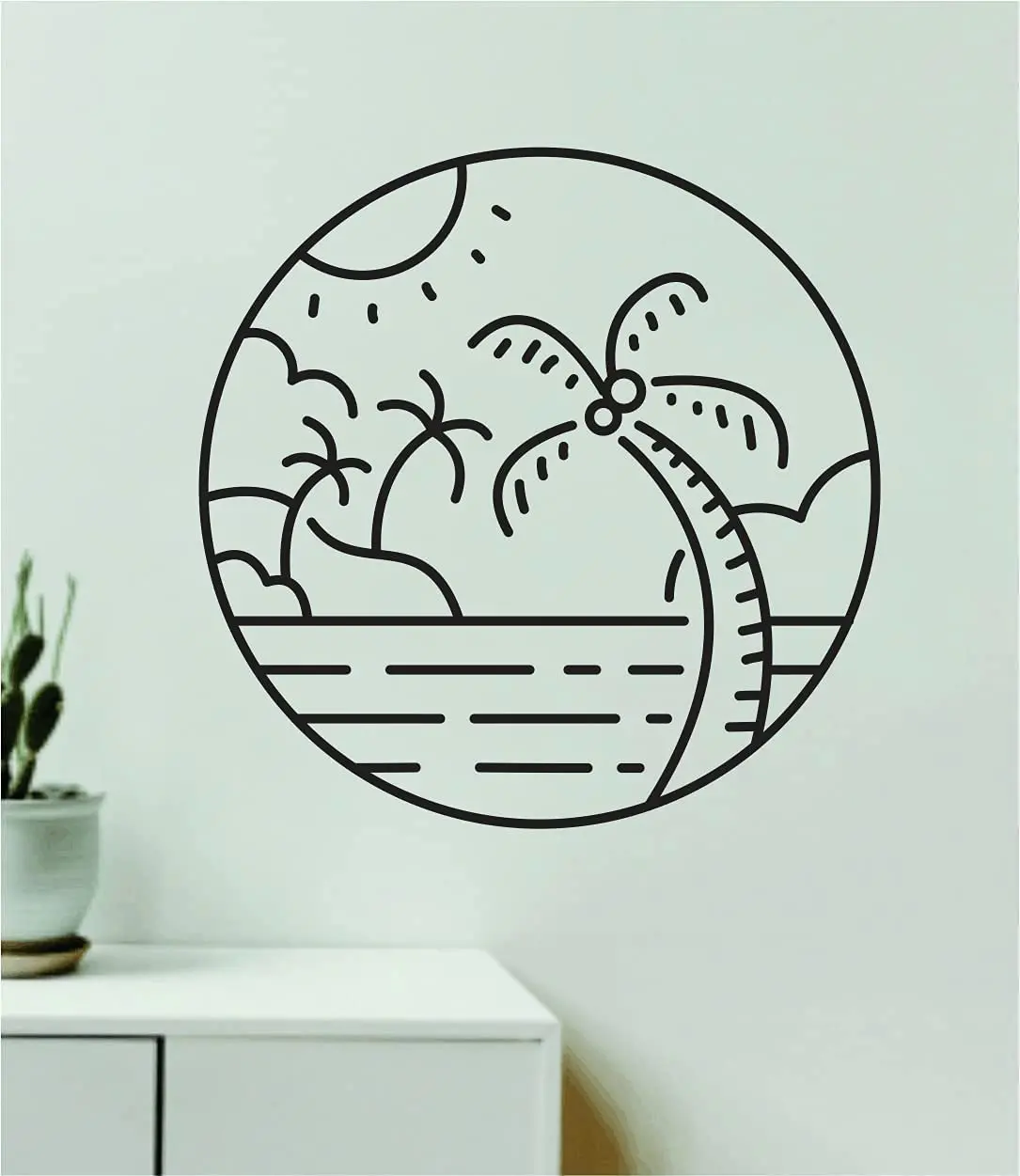 Beach Circle V2 Decal Sticker Wall Vinyl Art Home Room Decor Bedroom Sports Surf Quote Boy Girl Teen Baby Nursery Ocean Waves Good Vibes Men Dad 1
