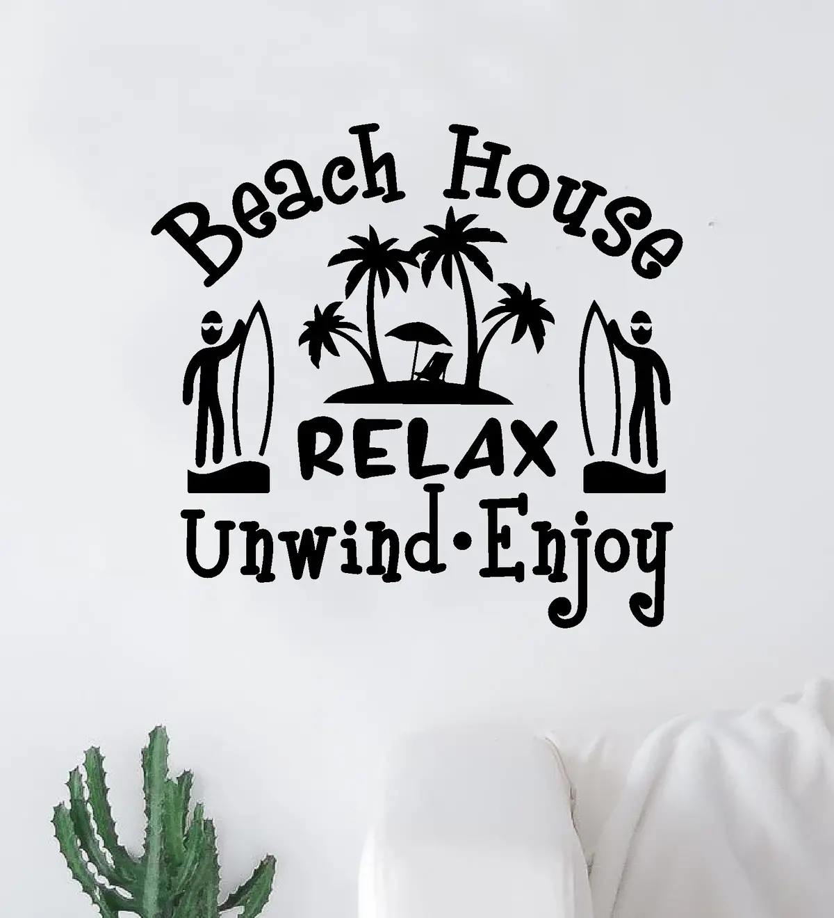 Beach House Relax Wall Decal Sticker Vinyl Art Home Decor Bedroom Sports Quote Boy Girl Teen Baby Nursery Surf Ocean Beach Good Vibes Men Dad Tropical 1