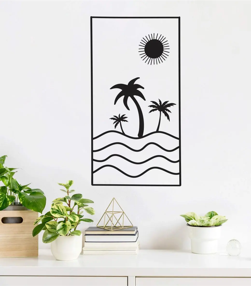 Beach Palm Trees Wall Decal Home Decor Art Sticker Vinyl Bedroom Boy Girl Teen Baby Nursery Ocean Nature Modern 1