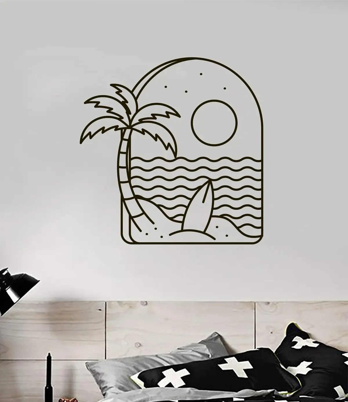 Beach Surf Decal Sticker Wall Vinyl Art Home Room Decor Bedroom Sports Quote Boy Girl Teen Baby Nursery Surfing Ocean Waves Good Vibes Men Dad Surfboard 1