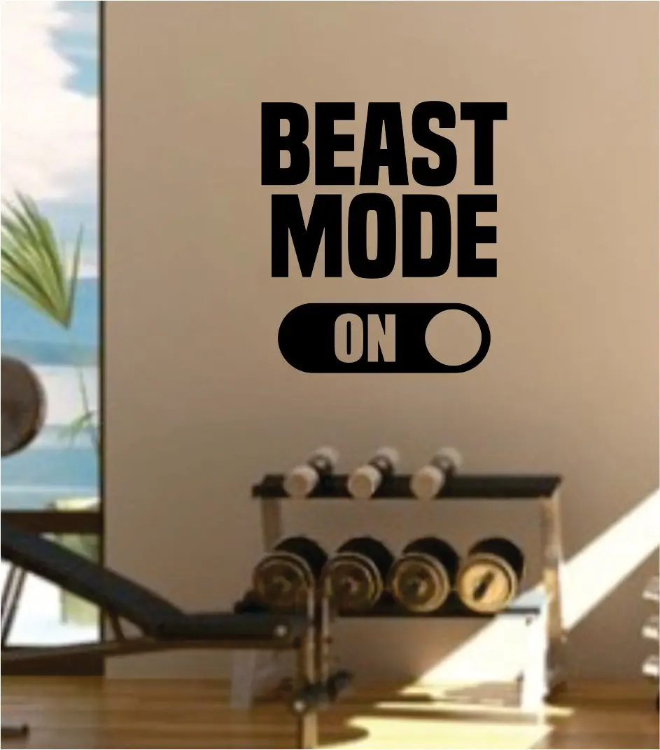 Beast Mode On V2 Gym Fitness Quote Weights Health Design Decal Sticker Wall Vinyl Art Decor Home Lift 1