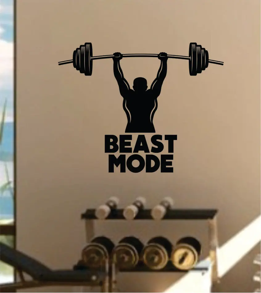 Beast Mode V4 Quote Fitness Health Work Out Gym Decal Sticker Wall Vinyl Art Wall Room Decor Weights Motivation Inspirational Lift 1